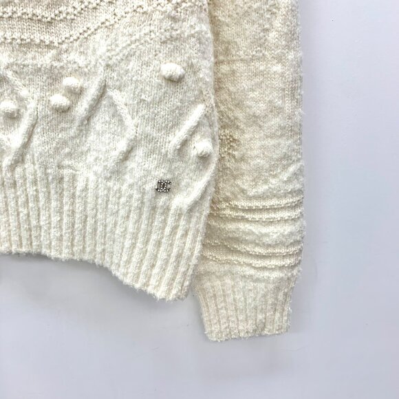 Chanel Ski Collection Beige Rhinestone-Embellished Merino Wool Mock Knit Sweater - Picture 4 of 8